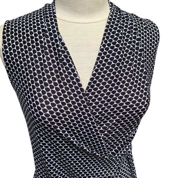 Ann Taylor Sleeveless Wrap Dress - XS - Black White Geometric Print - Picture 12 of 16